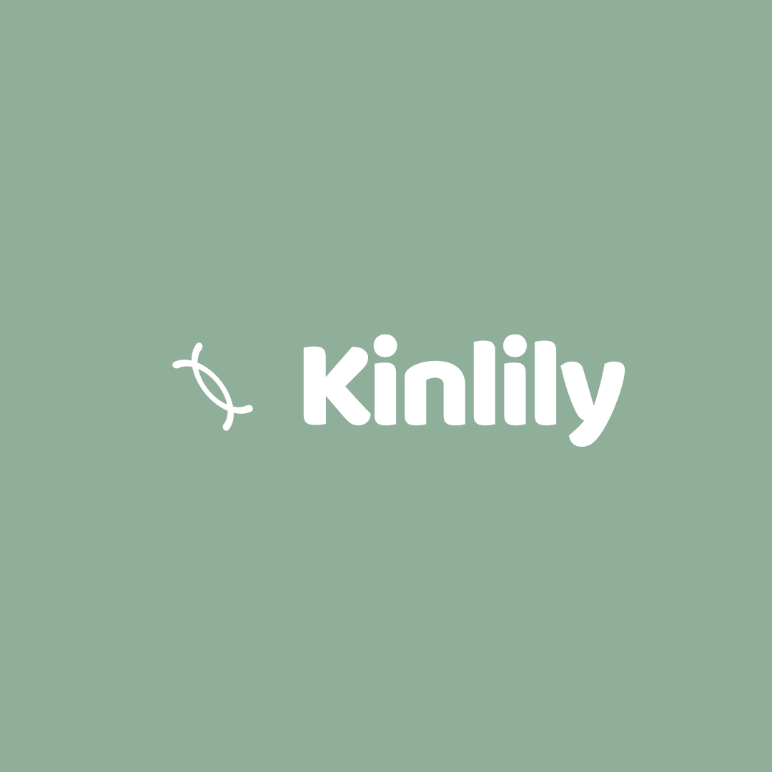Kinlily wordmark on sage green